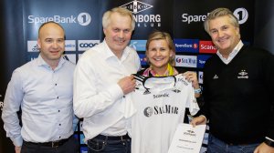 Tom Aleksandersen (direktør strategi og organisasjonsutvikling, SalMar), Gustav Witzøe (konserndirektør industri og salg, SalMar), Tove Moe Dyrhaug (daglig leder, RBK) og Harald Lundemo (kommersiell leder, RBK)