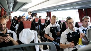 Godt humør på bussen fra Bilbao til San Sebastian.