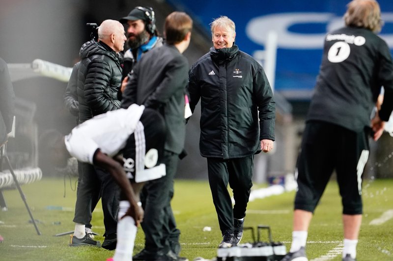 Åge Hareide kunne smile for første hjemmeseier etter comebacket i Rosenborg. Foto: Ole Martin Wold / NTB