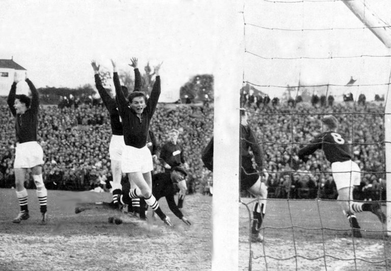 Cupfinale 1960. Eldar Hansen har scoret.