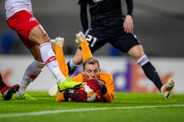 André Hansen hadde tre superredninger da Rosenborg tok poeng i Leipzig.